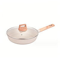 Set peralatan masak induksi aluminium putih 10 buah, panci masak anti lengket kualitas tinggi gagang kayu untuk Penggunaan dapur rumah