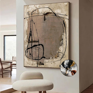 Arte Mural Enmarcado Wabi Sabi, Pintura al Óleo Abstracta Texturizada en 3D Hecha a Mano, Pintura Decorativa Minimalista en Lienzo <span class=keywords><strong>para</strong></span> Sala de Estar - Product Image 1