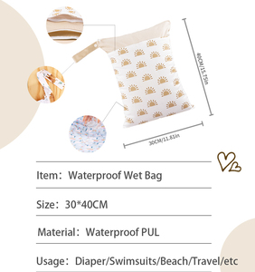 Happyflute 防水ウェットバッグ 乾湿分離 ベビーおむつポーチ 携帯用トラベル収納袋 - Product Image 2