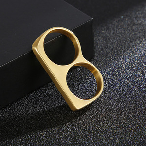 Anello da Uomo Stile Hip-Hop, Moda in Nero, Oro e Argento, Anello a Doppio Dito Tipo Tirapugni in Ottone, Gioielli Regalo - Product Image 3
