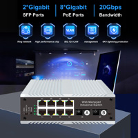 Switch industriel PoE 8 ports avec gestion WEB, connecté à 2 ports SC, monomode, monofibre, résistant aux hautes températures