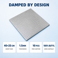 Tapis insonorisant en caoutchouc butyle de 1,5 mm, motif carré 40x25 cm, feuille d'amortissement en aluminium, boîte de 10 pièces, isolation NVH pour portière de voiture