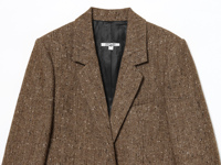 Veste blazer décontractée à manches longues de couleur marron à col cranté et à simple boutonnage pour femmes