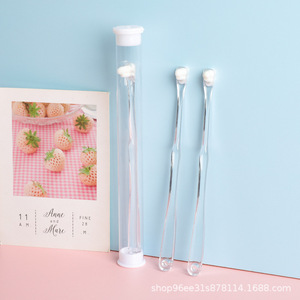 Pet Toothbrush Transparent Single Tuft Soft Bristles Pointed Head For Small Animals Pet Grooming - Product Image 1