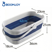 BOOMJOY Cubo de Plástico de Nueva Generación con Abertura Ampliada para Cabezales de Fregona de 40cm, Plegable de 7cm, Ecológico para Limpiar Fácilmente Esquinas y Huecos