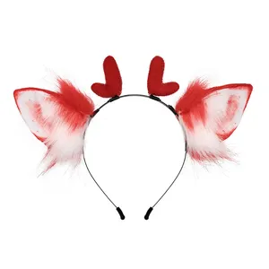 クリスマスとハロウィーンの鹿の耳のヘッドバンドとアントラーズの頭飾り