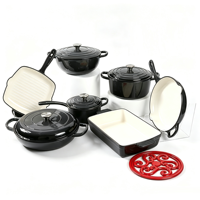 Ensemble de casseroles antiadhésives 8 pièces en fonte émaillée, compatibles induction LFGB FDA, résistantes au four, pour la cuisine