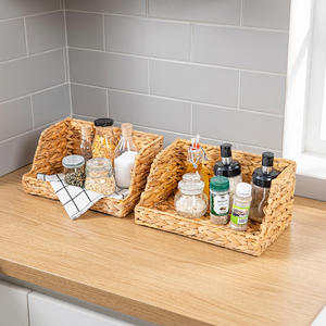 Natural Water Hyacinth Storage <b>Baskets</b> Rectangle Eco-Friendly Kitchen Organization Rustic Style <b>Stackable</b> Design - Product Image 4