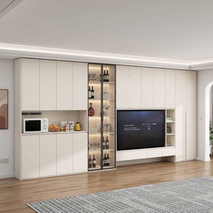 Meuble TV sur mesure blanc de style moderne, meuble de salon, console de luxe, support mural pour écran - Product Image 4