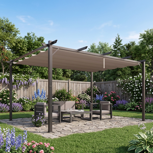 Contemporary Backyard Outdoor Pergola <b>Gazebo</b> Pavilion Stylish Modern Design LED Accessories Aluminum Vinyl Clad Powder Coated - Product Image 3