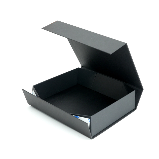 Custom Matte Black Magnetic Book Box with Embossed Logo for Skincare Packaging