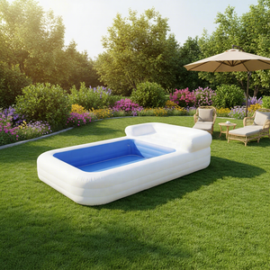 <span class=keywords><strong>Piscine</strong></span> gonflable personnalisée avec canapé, <span class=keywords><strong>piscine</strong></span> gonflable commerciale extérieure en PVC, plateforme aquatique OEM, portable pour jardin, été - Product Image 2