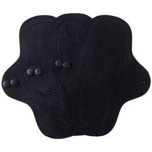 Noir pressé à chaud sans trace coton biologique serviette hygiénique lavable <span class=keywords><strong>serviettes</strong></span> hygiéniques respirant écologique protection de l'environnement - Product Image 1