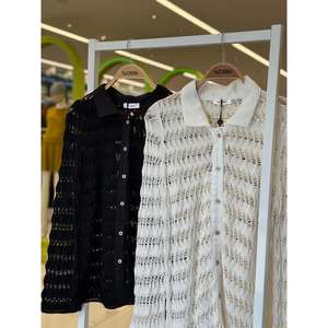 Cardigan en tricot Sobe pour femme, noir, transparent, col polo, style décontracté - Product Image 3