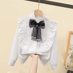 Maglietta con pizzo, maglia bianca a maniche lunghe per <span class=keywords><strong>bambina</strong></span>, top a maniche lunghe stile scolastico per bambini di taglia media - Product Image 4