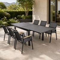 Cadre en alliage d'aluminium durable ensemble de salle à manger d'extérieur moderne table de jardin extensible pour villa plage hôtel salon pliable pour