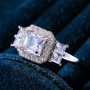 Square Cut Zircon Women Ring Elegant Proposal Wedding Daily Hand Jewelry - Product Image 4