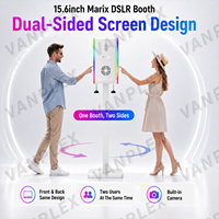 Photomaton à impression instantanée avec écran double et éclairage RVB, écran tactile 15,6 pouces, en métal, pour fêtes, mariages et événements