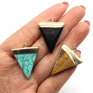 Оптовая продажа: Кулон из натурального камня (лазурит, нефрит, розовый кварц), треугольный, для ожерелья - Product Image 5