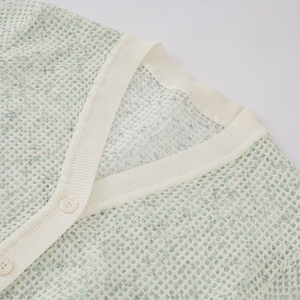 Custom Women Sweater Spring <strong>Summer</strong> <strong>Ladies</strong> Knit Sweater Long Sleeve V Neck Women Hollow-out Knit <strong>Cardigan</strong> - Product Image 4