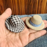 Chapeau de paille miniature en forme de nœud papillon simulé pour petits animaux et BJDs - Vente en gros