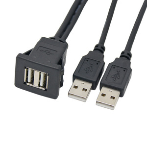 Cable de panel USB 2.0 de doble puerto con carcasa cuadrada de ABS y clip para automóviles, embarcaciones y salpicaderos de vehículos, cable de extensión de datos - Product Image 4