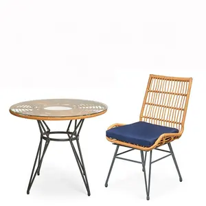 Nouveau design 4 pièces moderne rotin osier patio cour jardin salle à manger café chaise mobilier d'extérieur