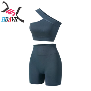 Ensembles d'entraînement pour femmes, ensembles deux pièces pour femmes, ensembles de sport d'été sans couture côtelés à taille haute, soutien-gorge de sport court, ensembles de yoga pour la gym - Product Image 6