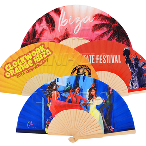 wholesale sublimation wood hand fan for wedding favors