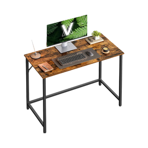 <b>Rustic</b> Brown Simple Home Small Computer Table 2 Drawers Metal Vanity <b>Desk</b> for Study Bedroom Office Writing or Tight Spaces - Product Image 4