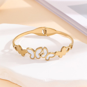 <span class=keywords><strong>Bracelet</strong></span> Électroplaqué Doré Papillon Blanc pour Femme, Style Frais et Doux, Idéal Cadeau d'Anniversaire - Product Image 3