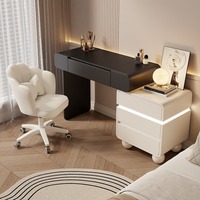Coiffeuse moderne noire à lumière LED avec coffre de rangement maquillage beauté vanité coiffeuse pour chambre appartement salle de bain hôtel