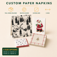 Weihnachtliche Papierservietten mit Weihnachtsmann-Motiv, 3-lagig, 33x33cm, Fabrikfertigung für Firmenfeiern und Catering