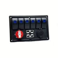 Panneau de commutation à bascule 4x4 6 LED 12V 24V DC marche/arrêt avec prise d'alimentation 50A et interrupteur isolateur de batterie 100A