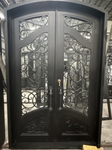 Sang trọng đôi nhập wrought sắt cửa gấp mở phong cách thiết kế mới phía trước nhập cửa hoa biệt thự ngoài trời ứng dụng bên ngoài - Product Image 6