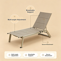 Chaise longue pliable réglable avec structure en aluminium, transat d'extérieur pour patio, piscine, jardin