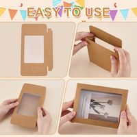 Boîte pliable en papier kraft avec fenêtre transparente en PVC, en vrac, pour cadre photo, enveloppe, biscuits, bonbons, cartes postales, emballage cadeau et rangement