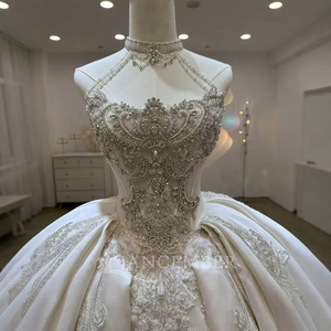 Vestido de Novia Bohemio Elegante con Apliques Florales 3D de Cuentas Múltiples, Cola Capilla y Estampado Floral Lsjj03 - Product Image 6