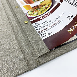 Menú de tela con MOQ bajo y tornillos de fijación, estilo cubierta de lino para restaurantes y bares - Product Image 1