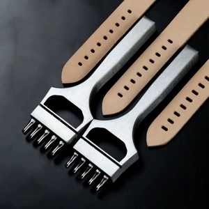 Tali Kulit Multi Spesifikasi, Alat Pelubang Tali Jam Tangan <span class=keywords><strong>Oval</strong></span> Datar 6.5 Jarak 5 Lubang - Product Image 1