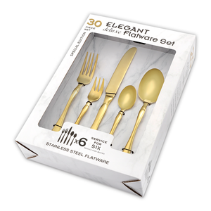 Juego De cubiertos modernos para mesa, Set De 20 piezas De vajilla chapada en oro De la línea aérea - Product Image 1