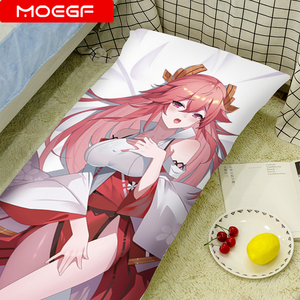 Vente en gros de coussins longs Dakimakura pour dormir, coussins à câliner personnalisés, 19x59 pouces, Genshin Impact Yae Miko - Product Image 3
