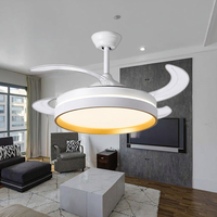 Ventilateurs de plafond LED modernes et élégants 42/48 pouces, rétractables, invisibles, sans pales, avec lampe LED ronde pour salon et maison