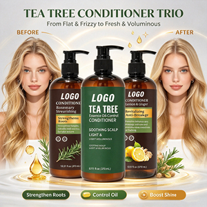 Après-shampoing hydratant et adoucissant à la kératine hydrolysée, huile d'arbre à thé et essence de romarin, marque privée OEM, pour réparer et fortifier les racines des cheveux - Product Image 4