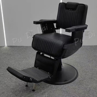 Vente en gros de salon de coiffure en métal chaise de barbier professionnelle robuste à base ronde inclinable de luxe