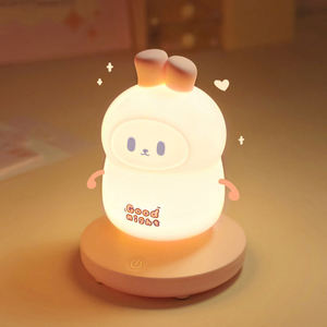 Veilleuse Lapin Mignon pour Enfants, Lampe de Nuit en Silicone LED Rechargeable pour Bébé, Lampe de Chevet Adorable pour Chambre d'Enfant - Product Image 1