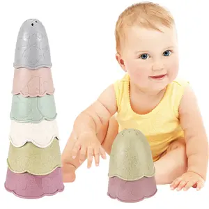 kauçuk bot bebek Suppliers-6 adet eko bebek buğday samanı Eva İstifleme yerleştirme tekne ahtapot paskalya yumurtası banyo oyuncakları hayvan plastik çocuklar için