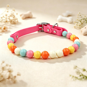 Candy Colored Handmade Beaded Genuine Leather <b>Dog</b> <b>Collar</b> Adjustable Buckle Pet <b>Collar</b> For Small <b>Large</b> <b>Dogs</b> All Seasons - Product Image 3