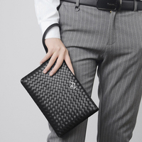 Dompet Kulit Pria Kapasitas Besar, Tas Selempang Bisnis Modis, Tas Tangan Desainer Vintage dengan Lapisan Poliester dan PU Tahan Air