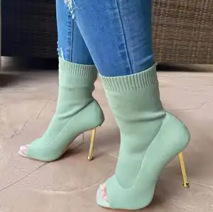 รองเท้าบูทหุ้มข้อสำหรับผู้หญิง,รองเท้าบูทหุ้มข้อแฟชั่นปี2022รองเท้าบูทหุ้มข้อข้อข้อสั้นเซ็กซี่เปิดนิ้วเท้า